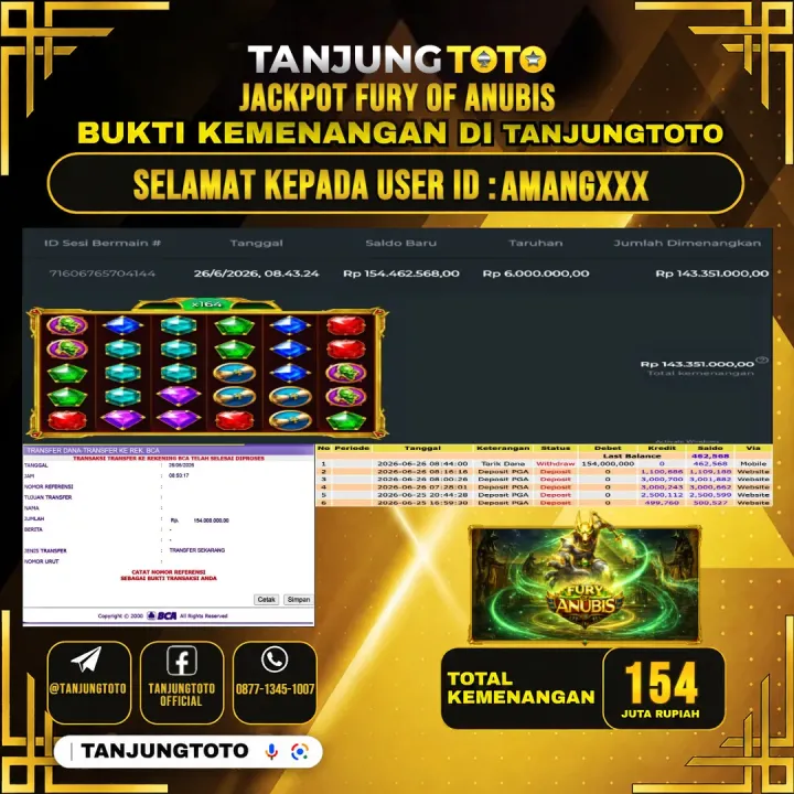 TANJUNGTOTO JACKPOT SLOT FURY OF ANUBIS Rp.154,000,000 - LUNAS USER ID : AMANG***